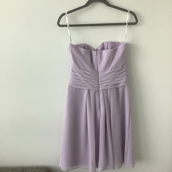 David’s Bridal Strapless Chiffon cocktail Dress Bridesmaid Prom Party Size 10 - Picture 3 of 10